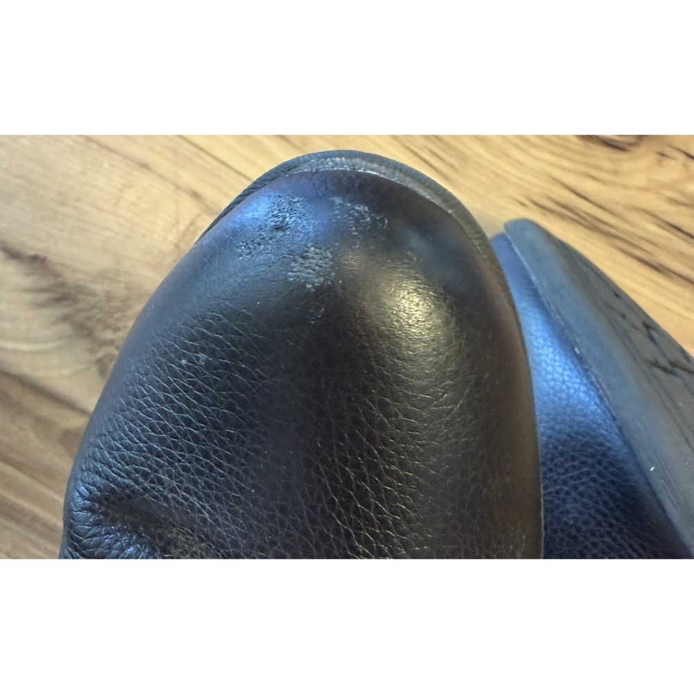 Børn Womens Size 10 Black Pebbled Leather Knee High Riding Boots Double Buckle - Picture 9 of 12